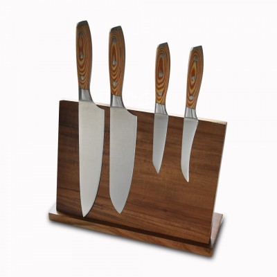 High quality acacia wood magnetic knife block for kitchen