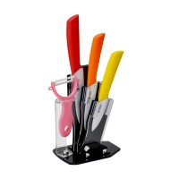 Timhome Ceramic fruit paring knife 3pcs set 3"4"5" with holder