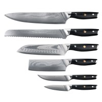 New Design 67 Layers AUS-10 Steel 6pcs Damascus Knife Set with G-10 Handle