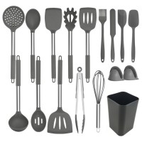 Smart 17pcs Silicone Kitchen Utensil with holder incl. baking tools brush spatula and oven mitt